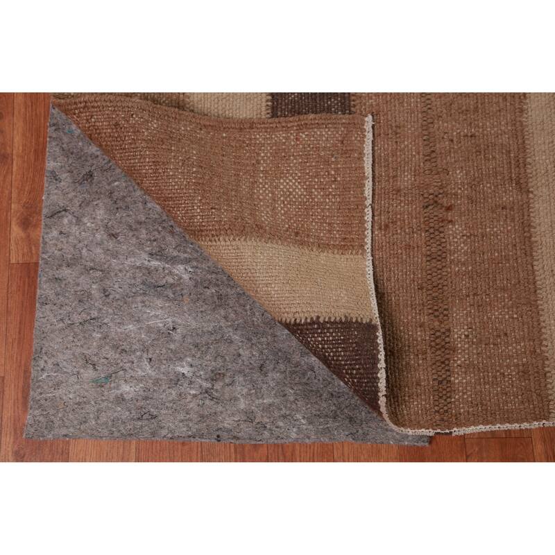 Hand Woven Oriental 100% Jute Carpet Southwestern Modern Brown Kilim Area Rug - 13' 4'' X 9' 10''