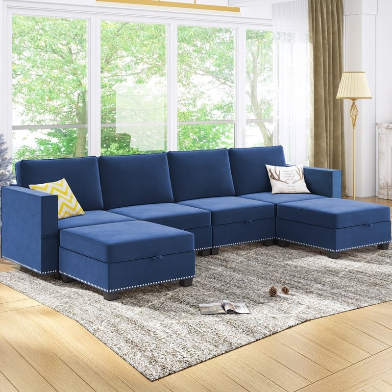 Mixoy 6-Seater Transferable Position Free Combination Sectional Sofa with Storage