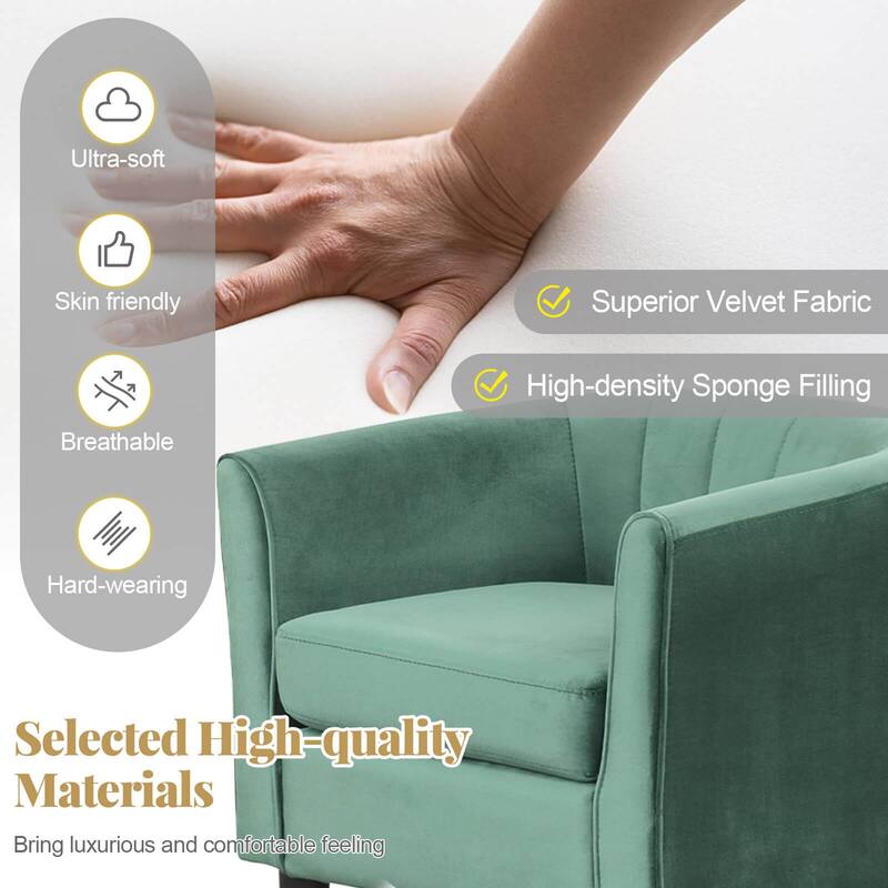 Costway Barrel Chair with Ottoman Footrest Curved Backrest Armrests - See Details