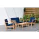 Option Teak finish & Blue cushions