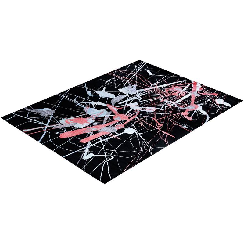 Modern One-of-a-Kind Hand-Knotted Area Rug, Black - 9' 1" x 11' 10"