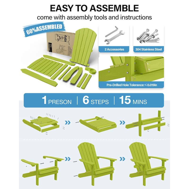 WINSOON All Weather HIPS Outdoor Plastic Adirondack Chair