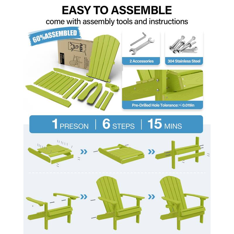 WINSOON All Weather HIPS Outdoor Plastic Adirondack Chairs
