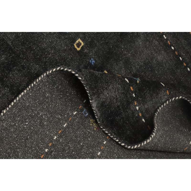 Hand Knotted Oriental 100% Wool Carpet Tribal Animal Pictorial Greys & Charcoal Gabbeh Area Rug - 8' 0'' X 8' 4''