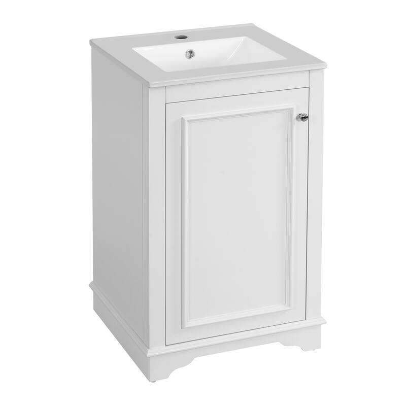20-inch Bathroom Vanity with Ceramic Sink, Freestanding Single Vanity Set with Soft Closing Door, adjustable shelf