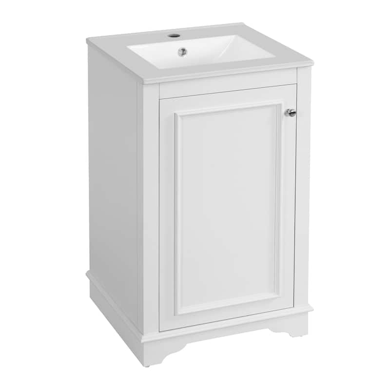 Roomfitters 20" Bathroom Vanity with Ceramic Sink, Freestanding Single Cabinet with Adjustable Shelf and Soft-Closing Door