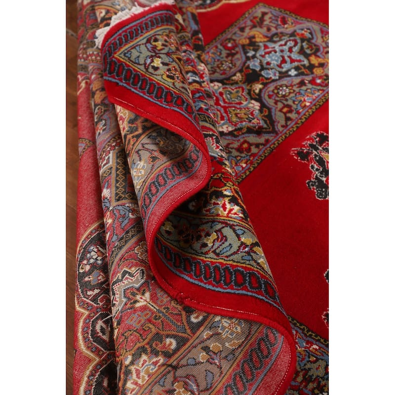 Red Geometric Tabriz Turkish Area Rug Machine-Made Carpet - 9'7" x 12'10"