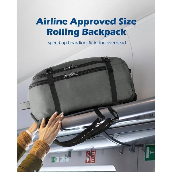 Rolling Backpack 42L Backpack with Wheels Airline Approved Carry on Luggage Laptop Travel Backpack for Women Men Black-2024 - Bed Bath & Beyond - 42714479 Rolling Backpack 42L Backpack with Wheels Airline Approved Carry on Luggage Laptop Travel Backpack for Women Men Black-2024 - Bed Bath & Beyond - 42714479