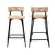 preview thumbnail 15 of 28, Hand Woven Bar Stools with Back Set of 2 Paper Rope Round Barstools with Footrest for Kitchen Island & Dining Rooms