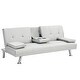 preview thumbnail 6 of 13, Multifunctional Sofa Bed PVC Recliner Chair Bed Futon Chaise Lounge with Console and Cup Holder for Living Room, White