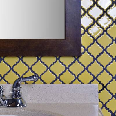 SomerTile Hudson Tangier Vintage Yellow 12.38" x 12.5" Porcelain Mosaic Tile