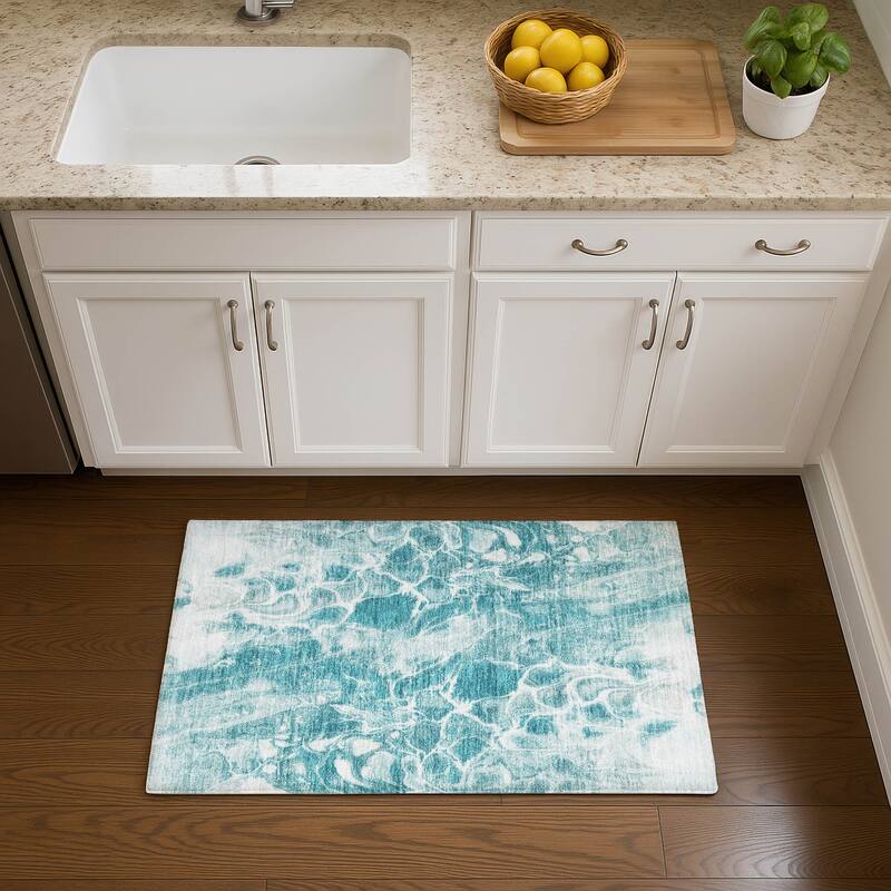 Premium Washable Super Soft Modern Abstract Mayfield Rug - Teal - 1'8" x 2'6"