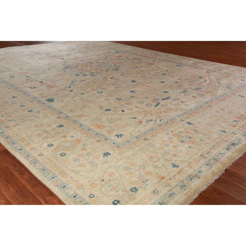 Vegetable Dye Ziegler Oriental Area Rug Hand-Knotted Wool Carpet - 8'11"x 11'10" - 8'11"x 11'10" - Ivory/Beige