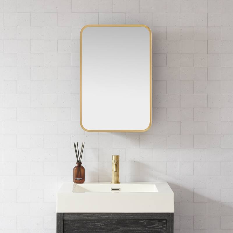 Talayuela Rectangular Aluminum Framed Medicine Cabinet with Mirror