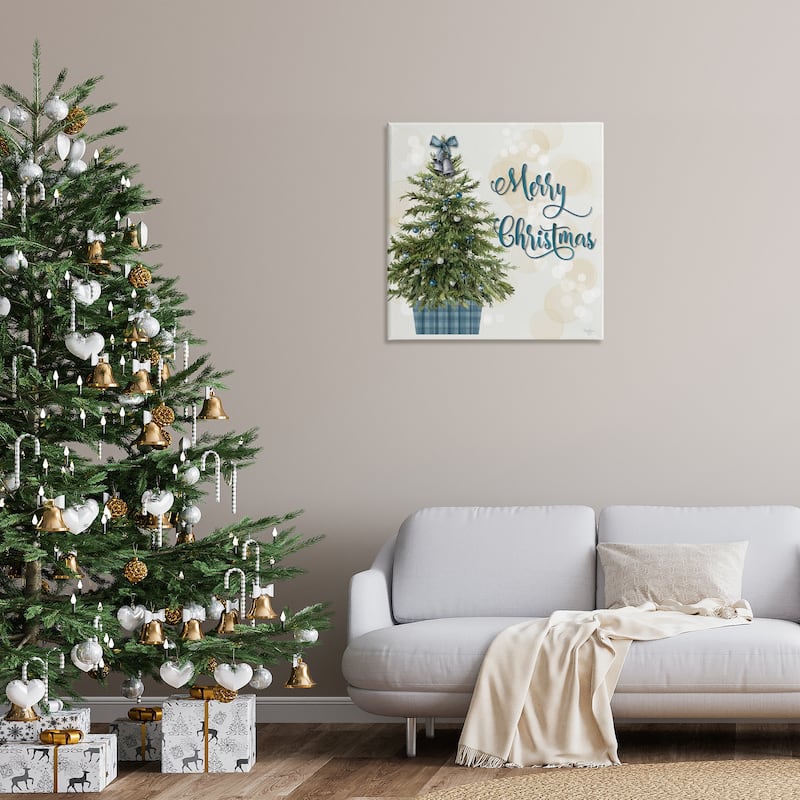 Stupell Christmas Tree in Plaid Stand Canvas Wall Art Design By Mollie B.