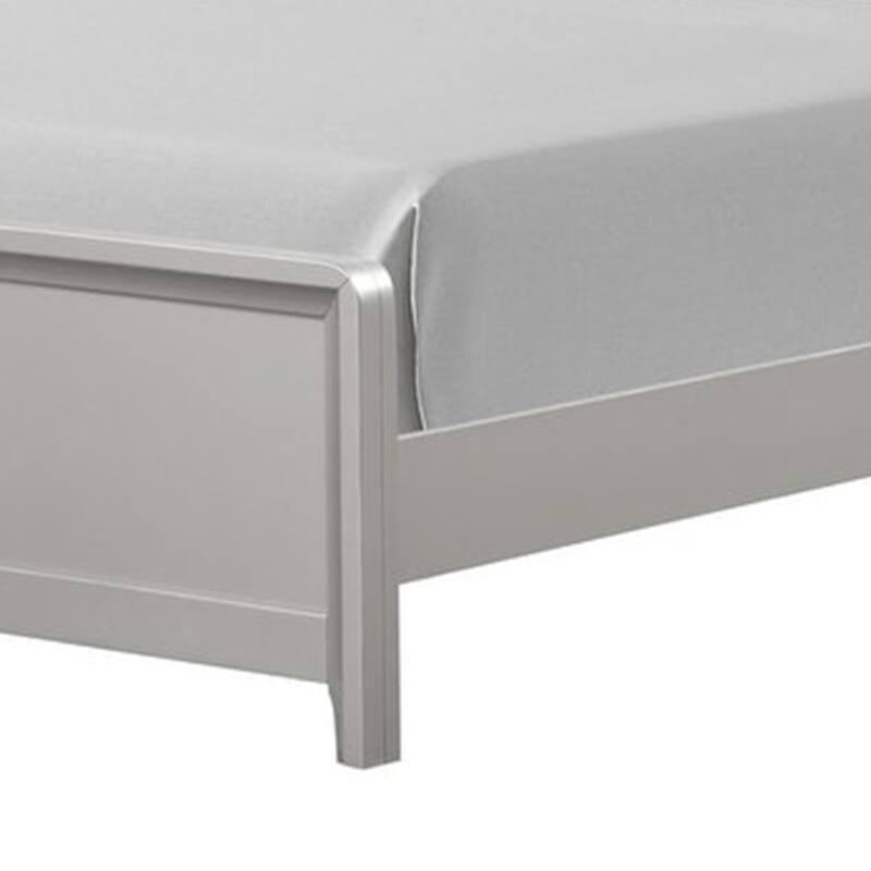 Broy Full Size Bed w LED Bookcase Headboard, Champagne Silver Veneer