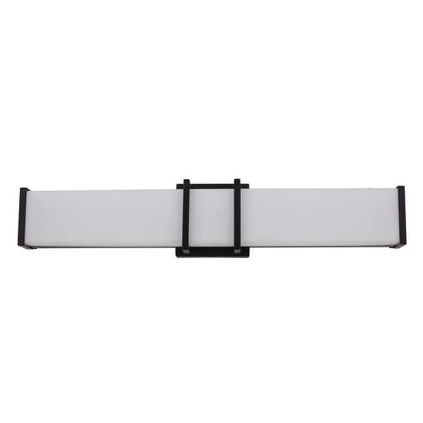 slide 2 of 2, Porch & Den Squire Acrylic/ Matte Black Finish LED Vanity Light Matte Black