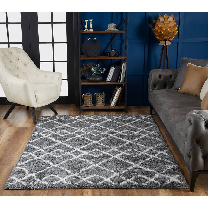 Pax Plush Diamond Trellis Shag Rug