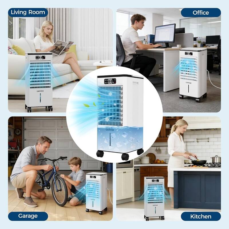 1.84Gal Portable Cooling Fan, Evaporative Air Cooler with Touch Screen, Remote for Bedroom, Home, Office