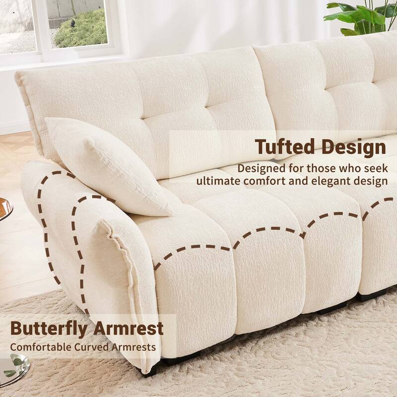 Roomfitters 47" Single Seater Modular Sofa, Ergonomic Deep Seat Chenille Armchair with Pillows