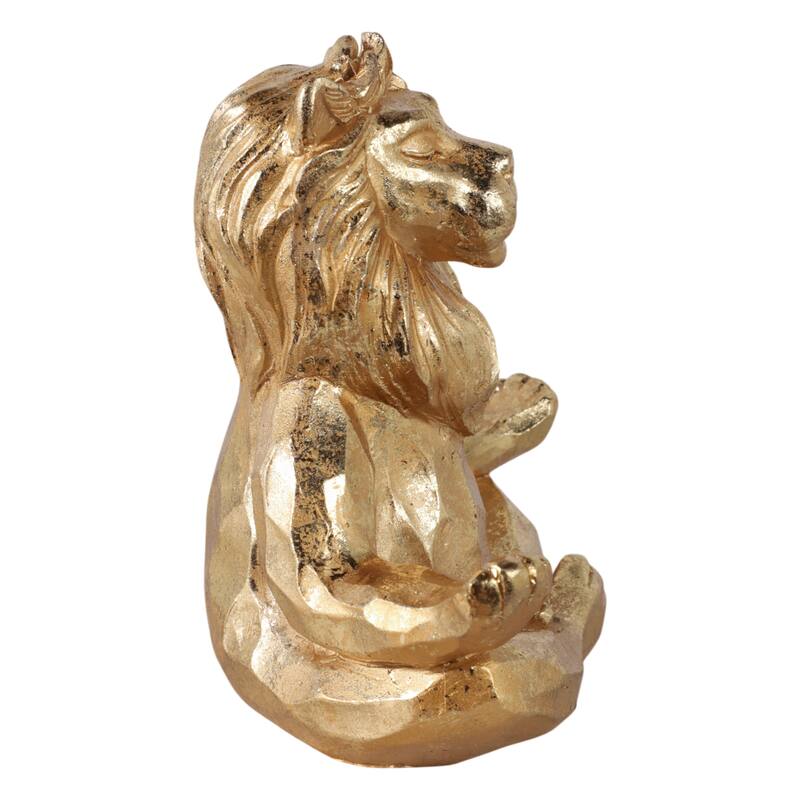 Resin Meditating Lion Figurine Animal Decor - 7"