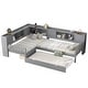 preview thumbnail 36 of 34, L-Shaped Twin Platform Bed with Trundle, Solid Wood Frame, Built-In Drawers & Shelves, No Box Spring Needed