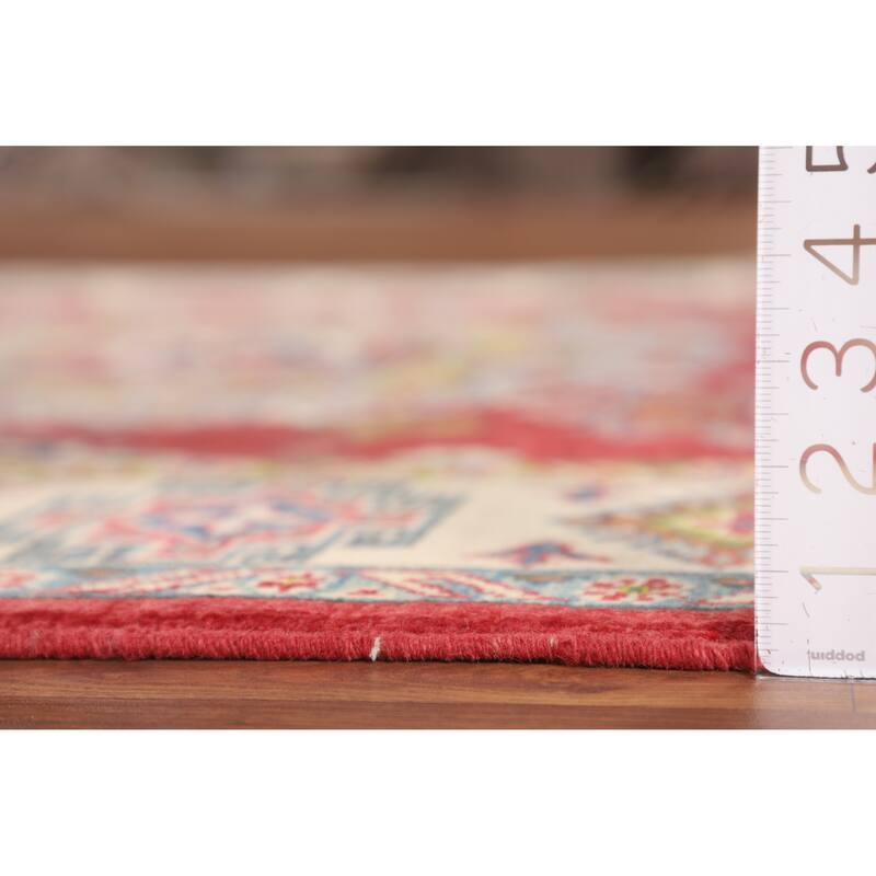 Kazak Oriental Area Rug Handmade Red Wool Carpet - 5'0" x 6'7"