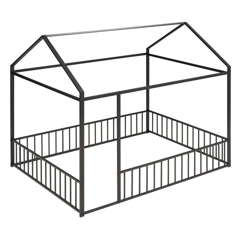 Metal Bed House Bed with Fence