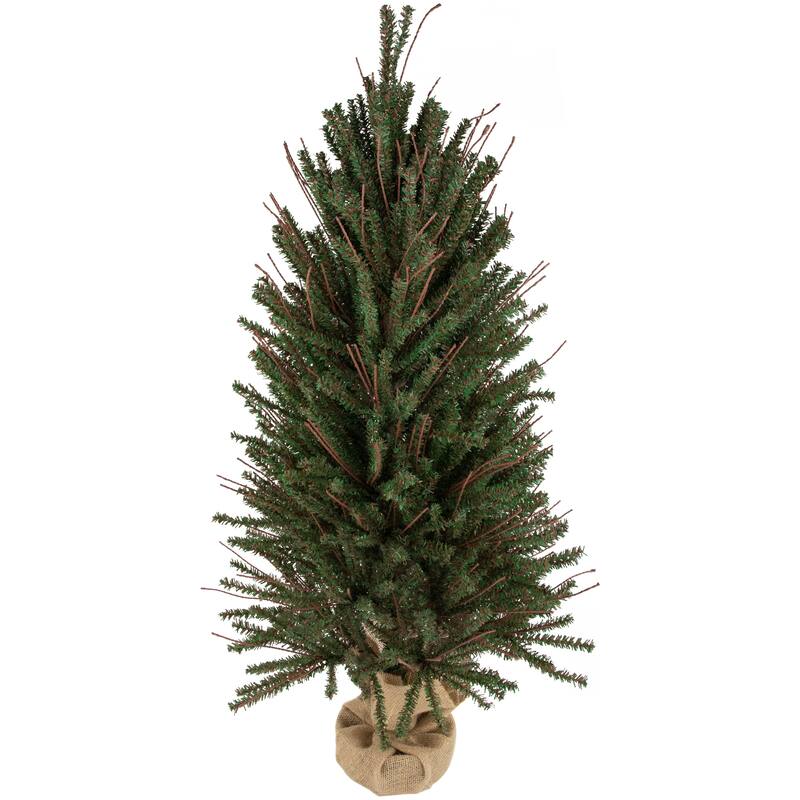 3' Green Brown Medium Warsaw Twig Artificial Christmas Tree - Unlit - 3 Foot