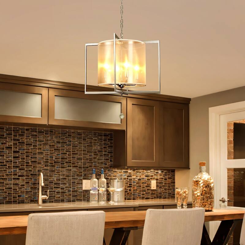 4-light Geometric Pendant - Chrome