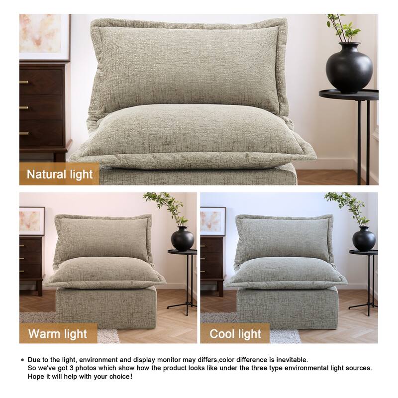 32"W Chenille Upholstered No Assembly Armless Accent Chair