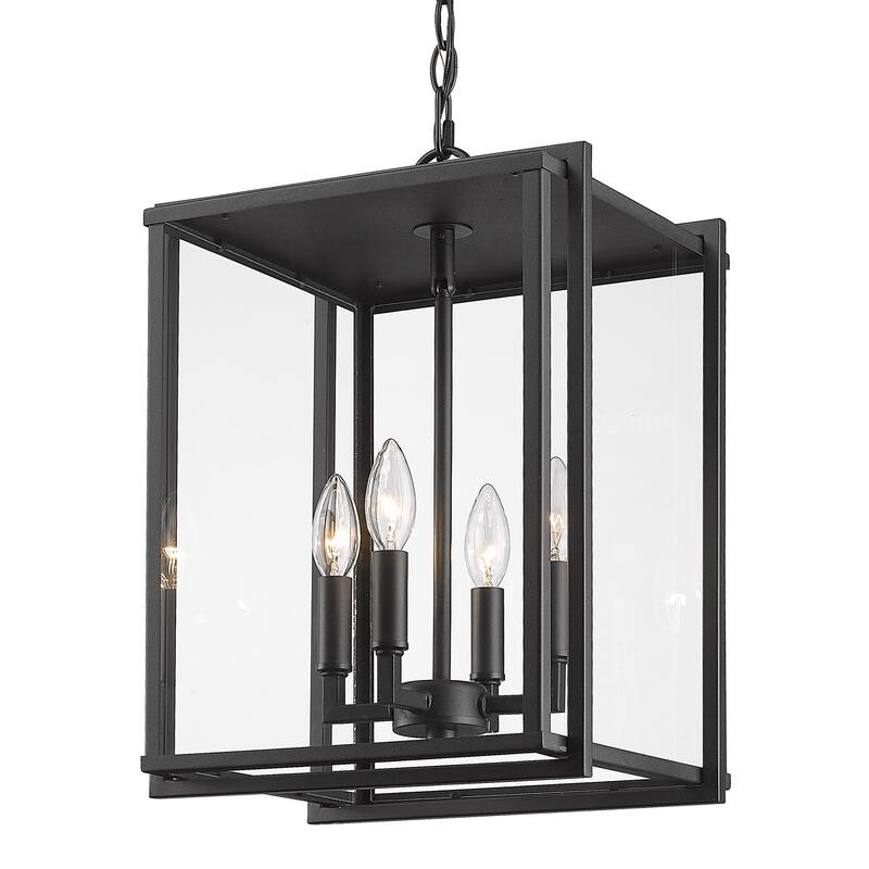 Tribeca 4 Light Pendant - Outdoor - Natural black with clear
