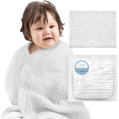 L'Ange Baby Towel 100% Cotton Muslin 9 Layers Quick Dry Medical Grade Packaging 28 x 37 in.