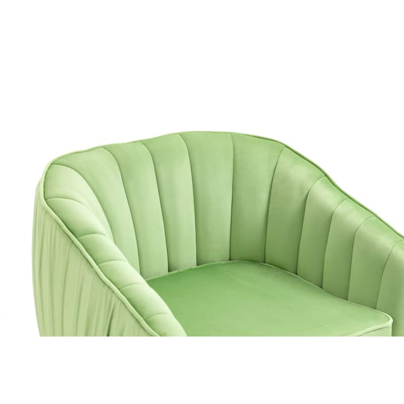 Velvet Accent Chair with Ottoman