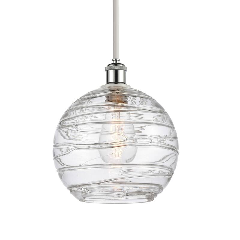 Innovations Lighting 516-1S-13-10 Athens Pendant Athens 10" Wide - Clear Deco Swirl / White and Polished Chrome