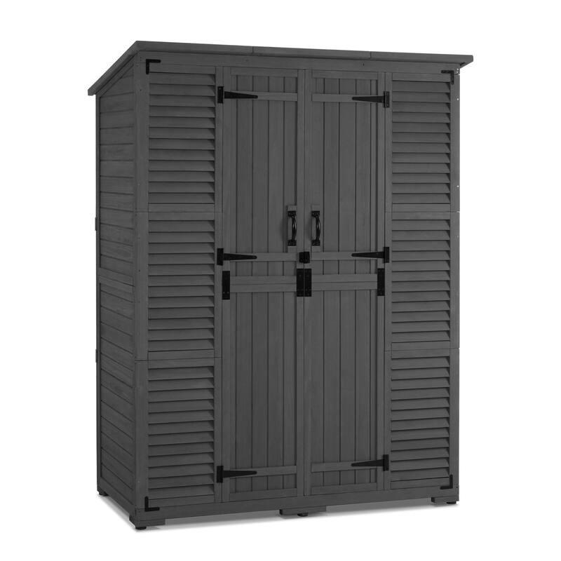 MCombo Outdoor Storage Cabinet Shed, Garden Tool Shed with Waterproof Asphalt Roof, 1738 - Grey