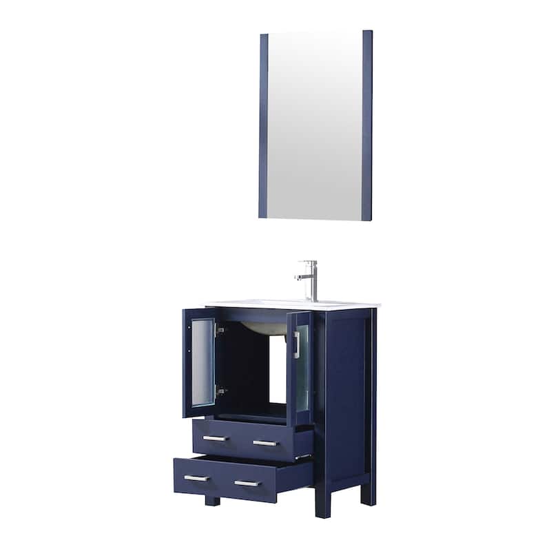 24-Inch Bathroom Vanity with Ceramic Top, Chrome Faucet, Mirror Included - Scratch & Stain Resistant