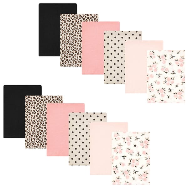 slide 1 of 1, Hudson Baby Infant Girl Cotton Flannel Burp Cloths Bundle, Neutral Pink Floral, One Size - Neutral Pink Floral - One Size One Size - Neutral Pink Floral