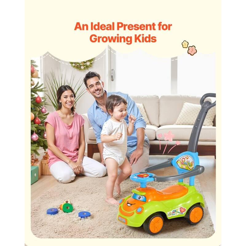 Green PP 3-in-1 Ride-On Toy Car with Lights, Music and Storage - 32.7 x 16.5 x 34.6 in