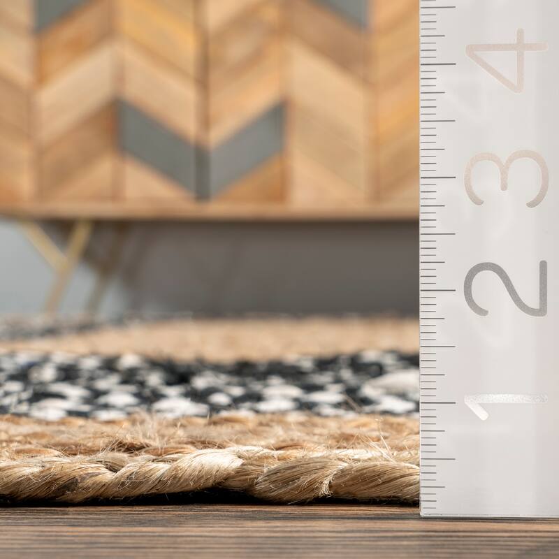 Nuloom Geometric Casual Natural Fiber Jute And Cotton Token Area Rug