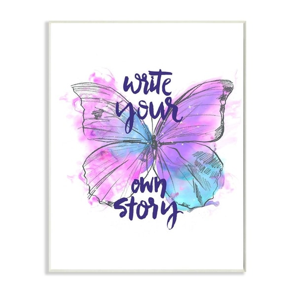 Stupell Industries Write Your Story Phrase Butterfly Wings Purple Design Wood Wall Art. Opens flyout.