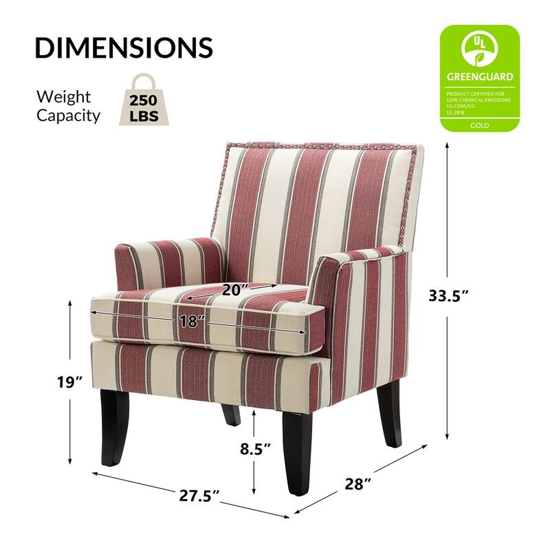 Akorda French Country Armchair with Nailhead Trim and Solid Wood Legs by HULALA HOME