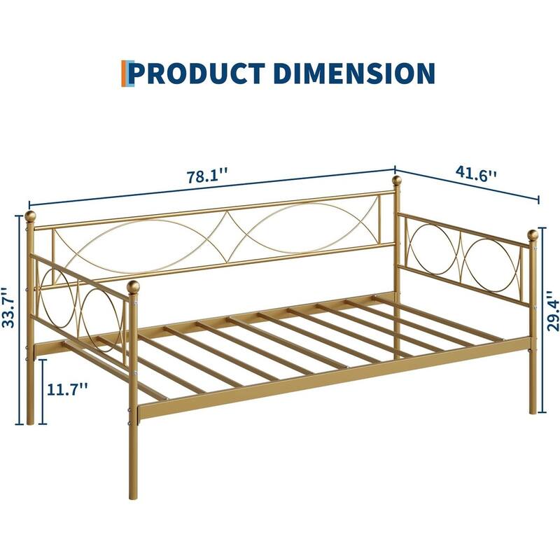 Metal Daybed with Trundle Set, Space-Saving Sofa Bed Frame with Steel Support for Bedroom or Living Room