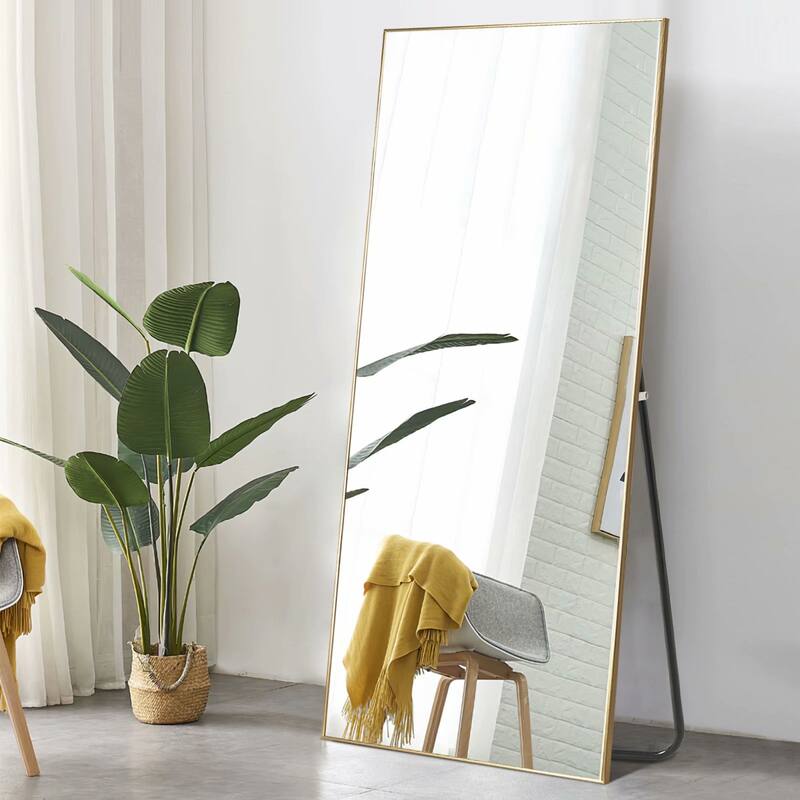 Modern Full Length Floor Mirror - 64x21 - Gold
