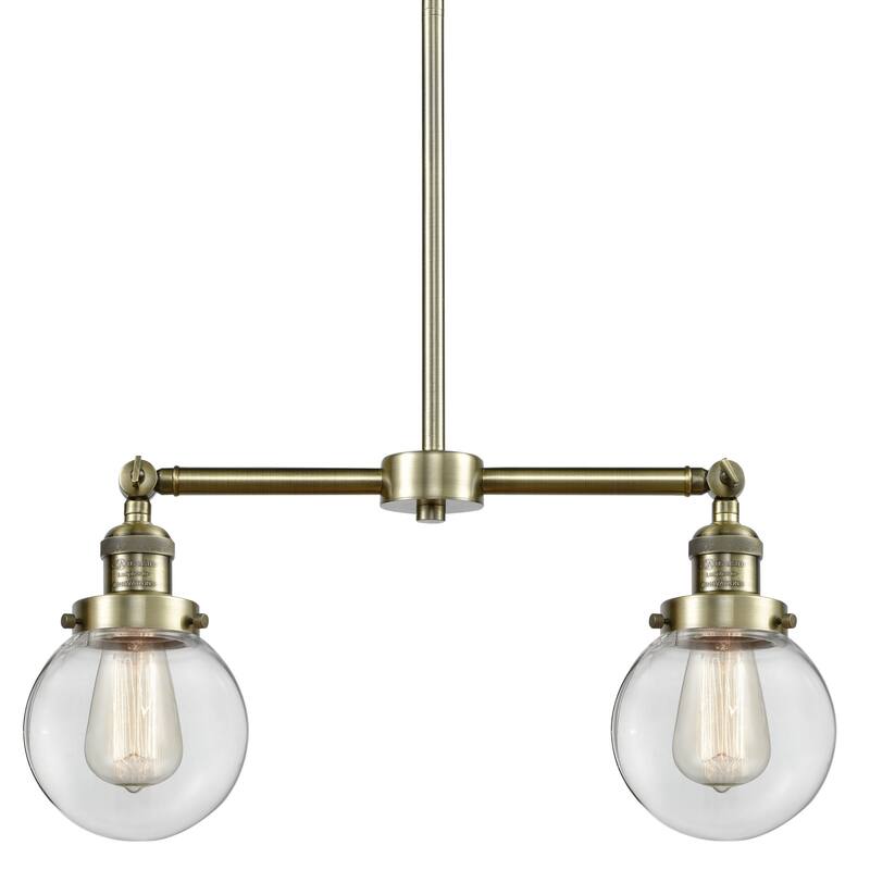 Innovations Lighting Beacon 2 Light 23" Wide Linear Chandelier - Antique Brass / Clear
