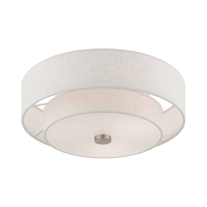 Livex Lighting 3-light Fabric Shade Flush Mount, 51084-92, 51084-91