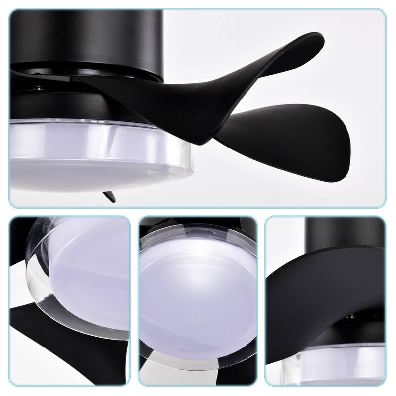 Flush Mount Ceiling Fan with 3 Color Temperatures Light & 6-Speed Remote Control DC Motor, Timer Function