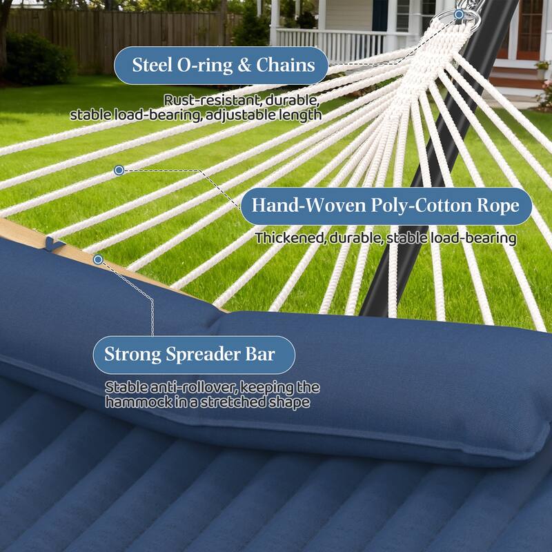 EROMMY Modern Portable Hammock, Hand-Woven Ropes, Anti-Tipping Design for Backyards, Beaches & Campsites