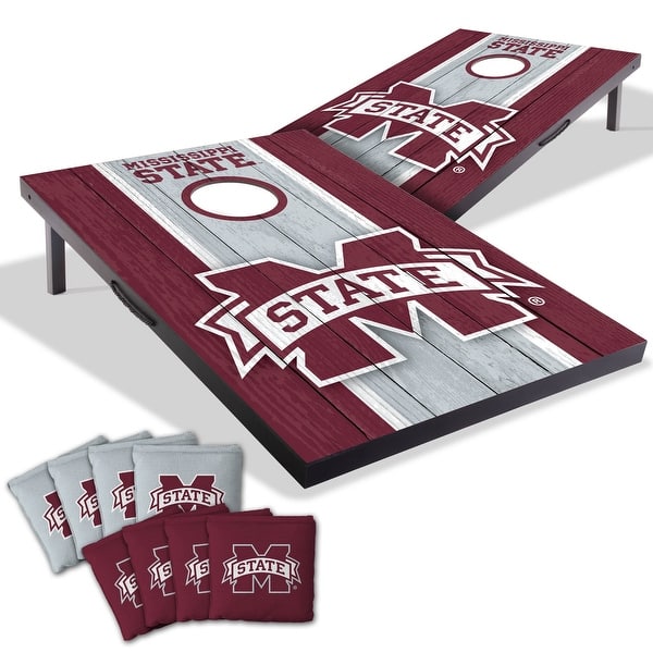 slide 2 of 7, Mississippi State NCAA Compact 2x3 Tailgate Cornhole Board Set Include Carrying Case