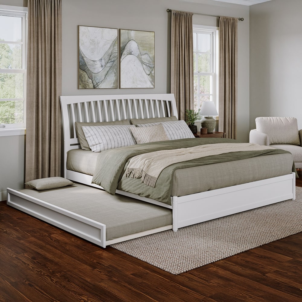 Roslyn Platform Bed with Modern Panel Footboard and Twin XL Trundle